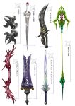  bow commentary_request dagger fantasy greatsword knife long_sword no_humans original polearm ross_(clumzero) shuriken simple_background spear still_life sword translation_request weapon weapon_focus weapon_request white_background 