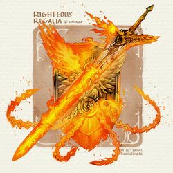  artist_name brown_background commentary english_commentary english_text fantasy fire no_humans original shield simple_background sinlaire still_life sword weapon weapon_focus white_background 