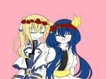  1boy 1girl blonde_hair closed_eyes couple dizzy_(guilty_gear) flower guilty_gear hair_between_eyes head_wreath husband_and_wife ky_kiske 