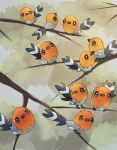  beak bird black_eyes branch commentary_request day fletchling fusenryo highres looking_at_viewer looking_up no_humans outdoors pokemon pokemon_(creature) 