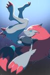  claws closed_mouth commentary_request fang from_side green_eyes highres no_humans pokemon pokemon_(creature) sasaki_sue sideways_glance smile solo zoroark 