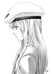  aria hat highres long_hair monochrome nagian profile 