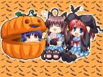  :3 ahoge animal_ears bat cat_ears chibi halloween hat jack-o'-lantern paws pumpkin school_uniform serafuku sharin_no_kuni_himawari_no_shoujo witch_hat 