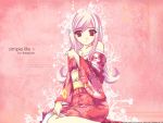  flower japanese_clothes lucy_maria_misora pink pink_hair red_eyes ruuko_kireinasora to_heart_2 wallpaper 