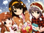   asahina_mikuru christmas fuyu nagato_yuki scarf snow suzumiya_haruhi suzumiya_haruhi_no_yuuutsu winter  