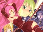  blonde_hair blue_eyes caster fate/stay_night fate_(series) long_hair pink_hair rider saber saber_alter 
