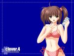  bikini blue brown_hair can clover clover_(game_cg) highres nishimata_aoi swimsuit twintails wallpaper 