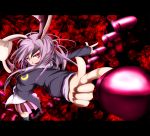   animal_ears blazer bullet rabbit_ears danmaku foreshortening from_behind letterboxed long_hair long_sleeves looking_back momijioroshi open_mouth purple_hair red_eyes reisen_udongein_inaba skirt thigh-highs touhou zettai_ryouiki  