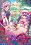  bow braid butterfly cake cup flandre_scarlet flower food hair_bow happy headwear_switch izayoi_sakuya kirisame_marisa maid maid_headdress mansion object_hug outstretched_arm outstretched_arms pastry pcmaniac88 purple_hair reaching red_rose remilia_scarlet rose running silver_hair sitting spread_arms table tea tea_set teacup teapot tiered_tray touhou tray twin_braids v_arms wrist_cuffs 