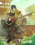  bad_id black_hair coin demich highres instrument lute_(instrument) male pixiv pixiv_fantasia pixiv_fantasia_4 poncho scarf short_hair solo 
