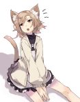  annoyed brown_eyes brown_hair cat_ears cat_tail dress fangs hands jacket shiromiso short_hair tail 