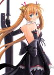  elbow_gloves ensis_exorcizans error gloves hair_ornament heterochromia ikara kagurazaka_asuna long_hair looking_back mahou_sensei_negima mahou_sensei_negima! orange_hair solo sword twintails weapon 