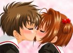  card_captor_sakura couple kinomoto_sakura kiss li_syaoran 