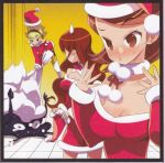  android blonde_hair breasts brown_hair christmas female_protagonist_(persona_3) hat headphones kirijou_mitsuru persona persona_3 red_hair redhead santa_costume santa_hat scan short_hair takeba_yukari tensugi_takashi 