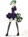  green_eyes green_hair original ozawa_tomohiro ponytail simple_background solo thigh-highs thighhighs weapon 