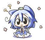  ? aoblue blue_hair blush bow chibi cirno frog neck_ribbon ribbon short_hair solo touhou 