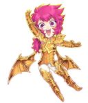  armor chibi cloth cute knights_of_the_zodiac male pink_hair saint_seiya scylla_io sd 