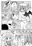  adult bat_wings braid colonel_aki comic hat izayoi_sakuya lace-trimmed_panties lingerie maid maid_headdress monochrome negligee panties remilia_scarlet short_hair silent_comic smile surprised touhou twin_braids underwear wings young 