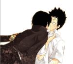   8018 black_hair hibari katekyo_hitman_reborn khr kiss kissing male school_uniform uniform yamamoto_takeshi yaoi  