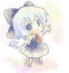  aduki_ron azuki_ron chibi cirno fang lowres solo touhou v 