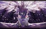  dual_persona petals purple saigyouji_yuyuko saigyouji_yuyuko_(living) side_b symmetry touhou tree 