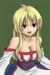  arc_the_lad arc_the_lad_ii bare_shoulders blonde_hair brown_eyes cleavage dress erugiza female lieza long_hair open_mouth solo 