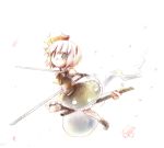  dual_wielding katana konpaku_youmu konpaku_youmu_(ghost) myon petals solo sword touhou weapon 