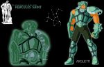  armor cloth constellation greek heracles hercules hercules_arguetti knights_of_the_zodiac male man manly muscle mythology saint_seiya statue tall ugly white_hair 