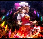  fire flandre_scarlet hat houd_(vacson) ponytail red_eyes short_hair side_ponytail solo touhou wings 