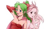  blue_eyes blush body_blush cape earrings female final_fantasy final_fantasy_vi gloves green_hair long_hair open_mouth pink_hair pink_skin ponytail red_eyes red_ribbon ribbon sarapowa tina_branford trance_tina_branford 