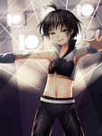  black_hair cool_&amp;_sexy_(idolmaster) idolmaster kikuchi_makoto midriff navel pants short_hair solo stage_lights sweat tog_(shoten) wrist_cuffs 