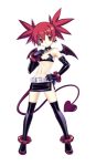  belt bracelet cross_edge demon_girl disgaea earrings elbow_gloves etna flat_chest gloves jewelry red_eyes red_hair redhead short_hair solo tail thighhighs twintails wings 
