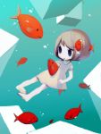  barefoot bubble cube fish short_hair underwater young 