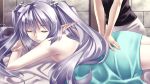  closed_eyes elf fyuria game_cg hirano_katsuyuki long_hair massage official_art pale_skin pointy_ears record_of_agarest_war silver_hair twintails 