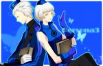  book elizabeth elizabeth_(persona) gloves harano highres leggings necktie pantyhose persona persona_3 persona_3_portable short_hair siblings silver_hair teodor yellow_eyes 