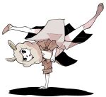  1girl alpaca alpaca_ears alpaca_girl animal_ears dancing dowman_sayman full_body furry odd_taxi shirakawa_miho simple_background skirt solo 