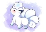  absurdres alolan_form alolan_vulpix artist_name blush closed_eyes closed_mouth commentary english_commentary full_body highres no_humans outline paw_up pink_background pokemon pokemon_(creature) sevi_(seviyummy) solo watermark white_background white_outline 