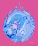  1girl absurdres bangs bathing bathtub blue_eyes blue_hair boots fisheye hatsune_miku highres holding holding_phone indoors looking_at_viewer partially_submerged phone pink_background rubber_boots samekosamemi shadow solo twintails vocaloid water 