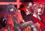  black_hair blue_eyes cloak dirge_of_cerberus_final_fantasy_vii final_fantasy final_fantasy_vii gauntlets glasses headband long_hair looking_at_viewer messy_hair one_eye_closed red_eyes shalua_rui shelke_rui shelke_the_transparent shuri_yasuyuki vincent_valentine weiss_the_immaculate 