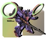  character_name chibi clenched_hand gun gundam highres holding holding_gun holding_weapon mecha mobile_suit no_humans red_eyes sibelurabbi solo victory_gundam weapon zanneck zanscare 