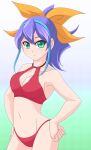  1girl bikini blue_hair green_hair high_ponytail motsu_(pixiv26352203) multicolored_hair ponytail serena_(yuu-gi-ou_arc-v) swimsuit two-tone_hair yellow_bow yu-gi-oh! yu-gi-oh!_arc-v yuu-gi-ou yuu-gi-ou_arc-v 