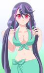  1girl bikini earrings kurosaki_ruri long_hair motsu_(pixiv26352203) multicolored_hair pink_eyes purple_hair swimsuit two-tone_hair yu-gi-oh! yu-gi-oh!_arc-v yuu-gi-ou yuu-gi-ou_arc-v 