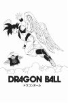  2boys angel_wings ankle_boots antennae arm_at_side arms_at_sides black_eyes black_footwear black_hair black_headwear black_wristband boots china_dress chinese_clothes clenched_hand closed_mouth clothes_writing clouds copyright_name dougi dragon_ball dragon_ball_z dress feathered_wings floating halo hand_up happy hat heaven highres insect_wings knee_up looking_at_viewer looking_back male_focus monochrome multiple_boys muscular muscular_male nervous north_kaiou official_art rope shoe_soles shoes simple_background smile son_goku spiky_hair sunglasses sweatdrop toriyama_akira waving wavy_mouth whiskers white_background wide_sleeves wings 