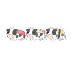  animal chibi chihuri closed_eyes commentary_request cow facing_viewer food no_humans original simple_background sushi white_background 