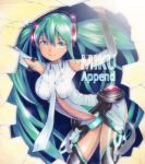  aqua_hair bad_id blue_eyes elbow_gloves hatsune_miku hatsune_miku_(append) lips mayo_riyo miku_append navel necktie no_panties smile twintails very_long_hair vocaloid vocaloid_append 