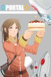  brown_eyes brown_hair cake candle chell food glados good_end jumpsuit pastry portal solo spoilers turret_(portal) yana_yana 