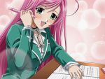  akashiya_moka blush long_hair pink_hair rosario+vampire school_uniform smile solo 
