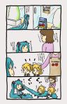  &gt;_&lt; comic hair_pull hatsune_miku kagamine_len kagamine_rin long_hair shimota translated translation_request twintails very_long_hair vocaloid 