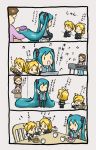  chibi comic hair_brush hatsune_miku instrument kagamine_len kagamine_rin keyboard keyboard_(instrument) shimota singing steamroller translated translation_request vocaloid yamaha 