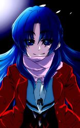  blue_eyes blue_hair coat k_nekoneko long_hair scarf school_uniform solo suzumiya_haruhi_no_shoushitsu suzumiya_haruhi_no_yuuutsu 